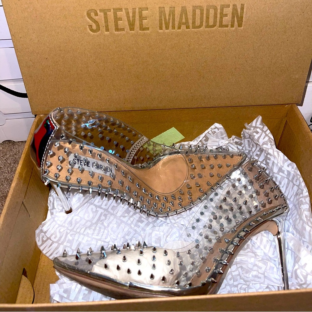 Steve Madden Clear Studded Heels